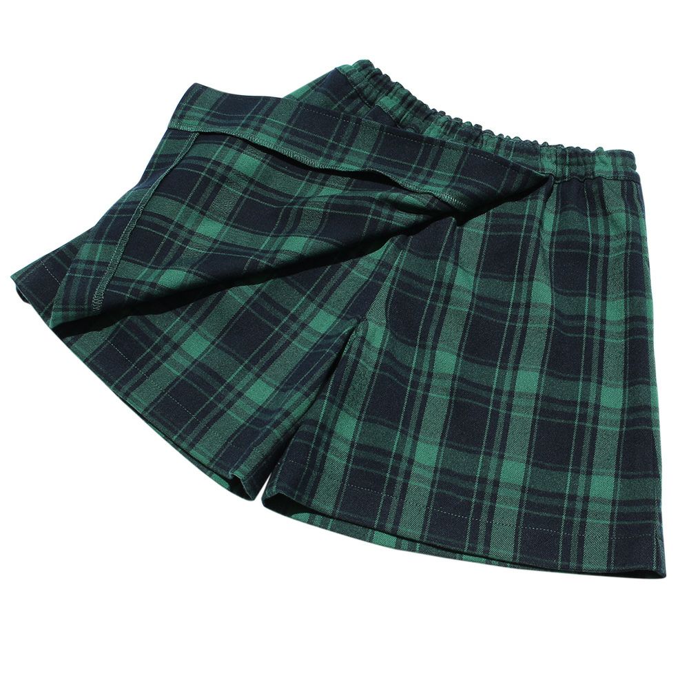 Children's clothing girl check pattern skirt style culotto pants green (08) Design point 1