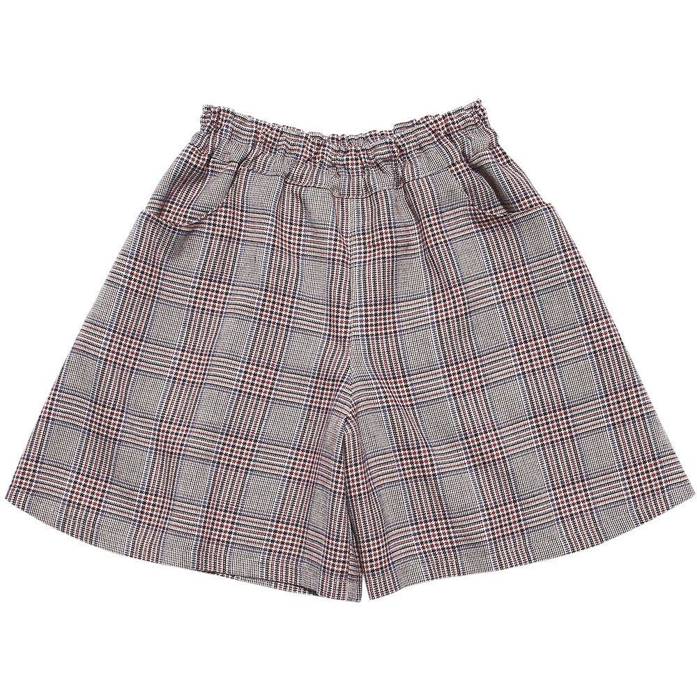 Retro check pattern culotto pants Beige front