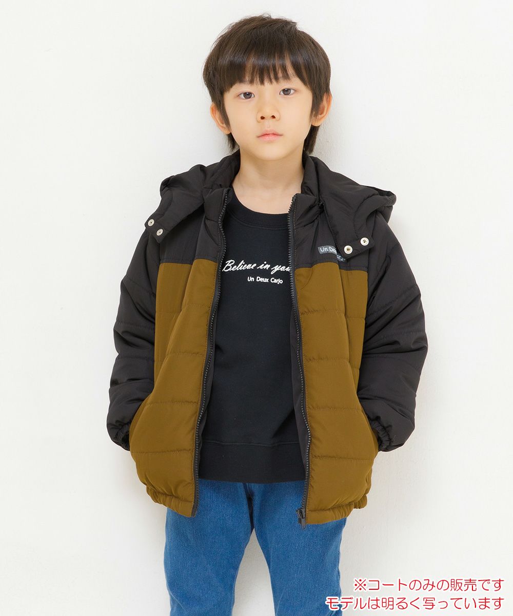Children's clothing boy removal with hooded batting zip -up coat black (00) model image 1