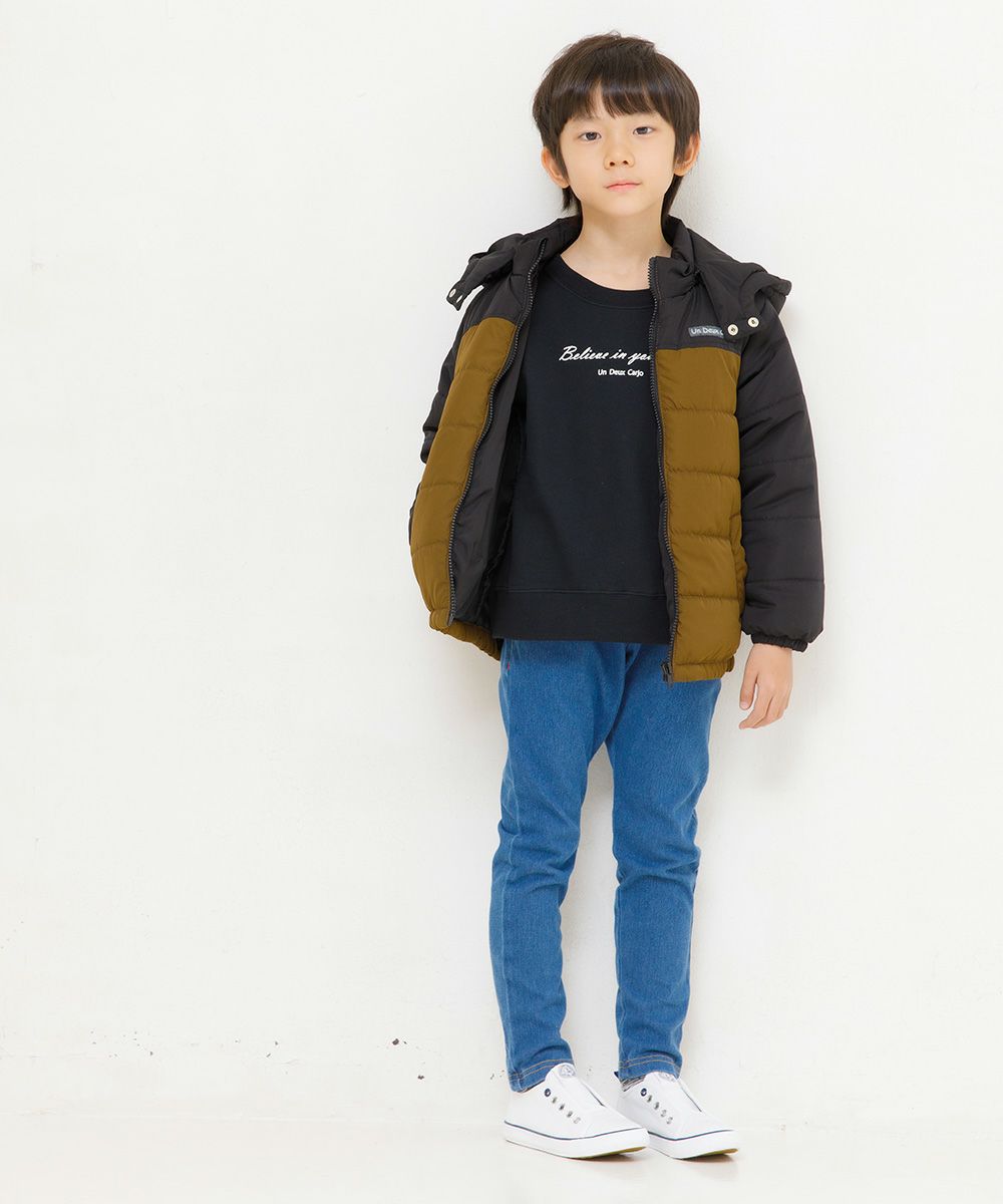 Children's clothing boy removal hooded batting zip -up coat black (00) model image 4
