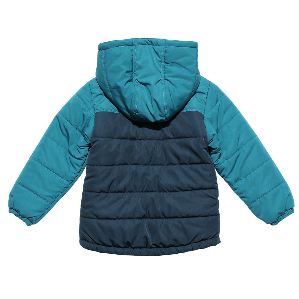 Children's clothing boy removal with hooded batting zip -up coat blue (61) back