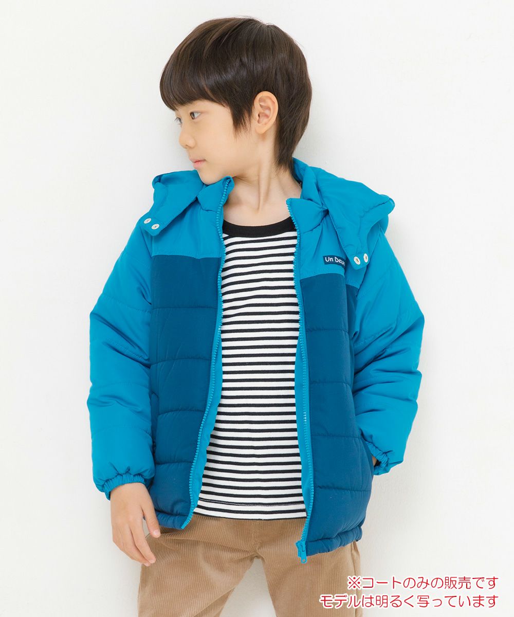 Children's clothing boy removal with hooded batting zip -up coat blue (61) model image 1