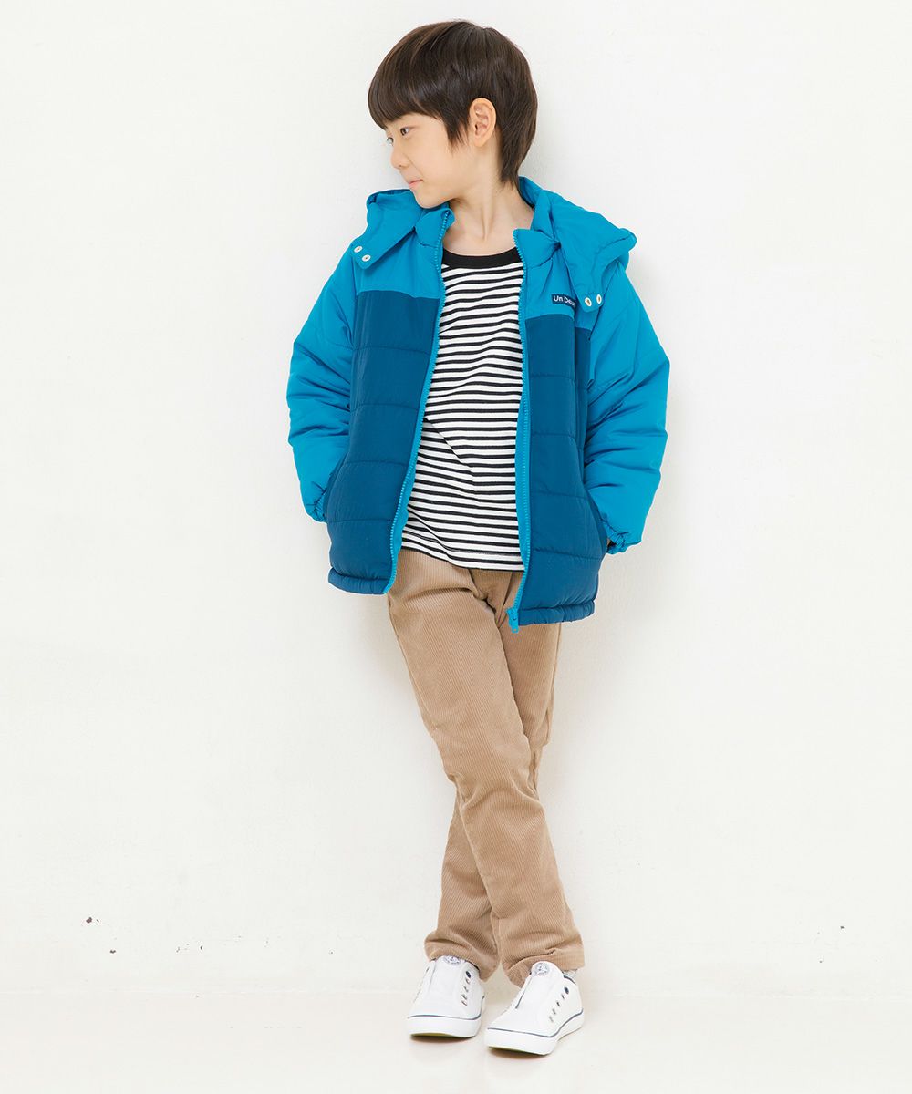Children's clothing boy removal hooded batting zip -up coat blue (61) model image 4