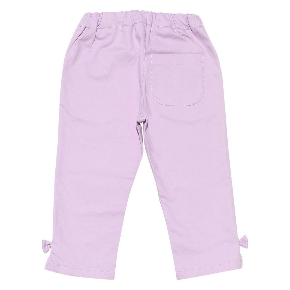 Children's clothing girl stretch twill material with ribbon three-quarter length pants purple (91) back