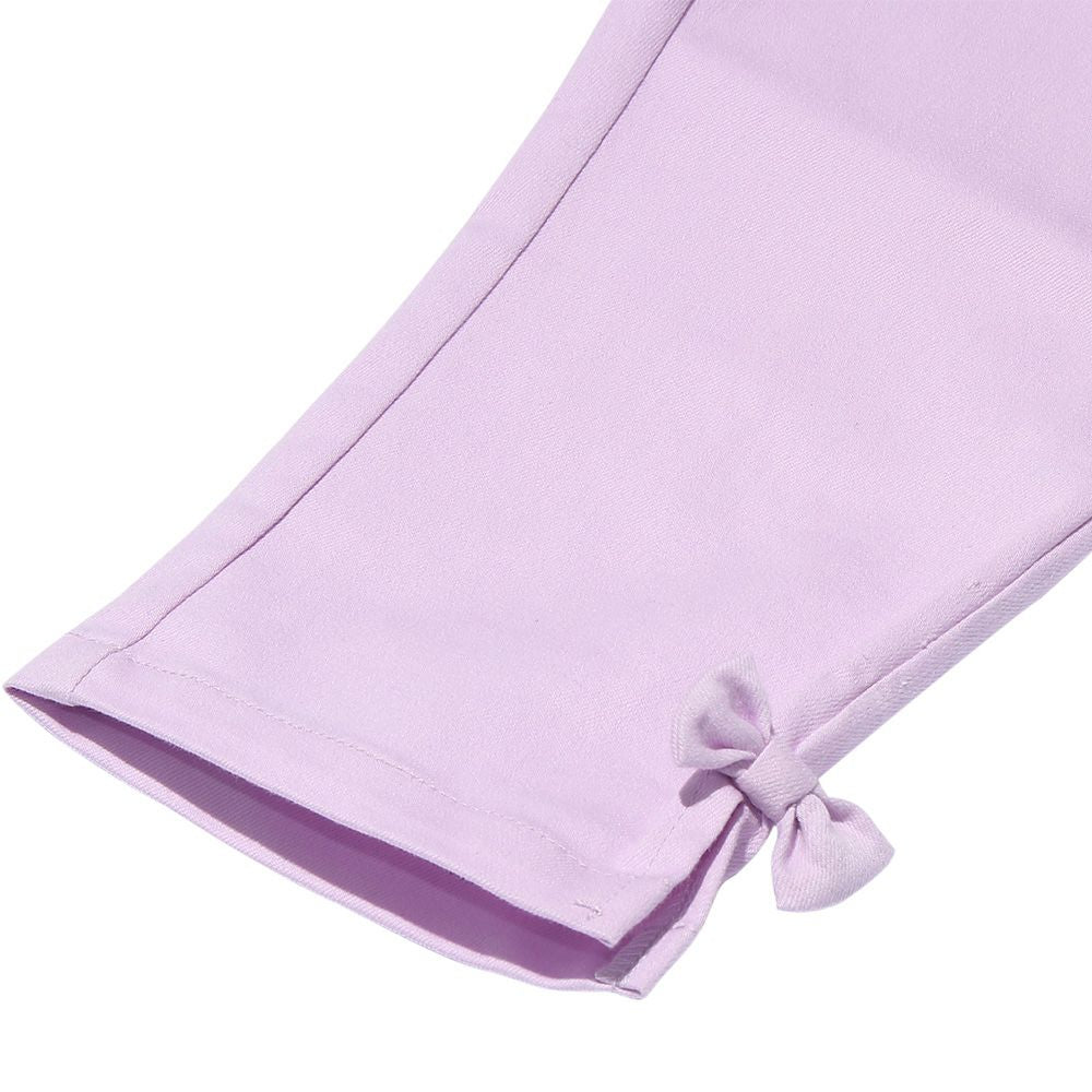 Children's clothing girl stretch twill material with ribbon three-quarter length long pants purple (91) Design point 2