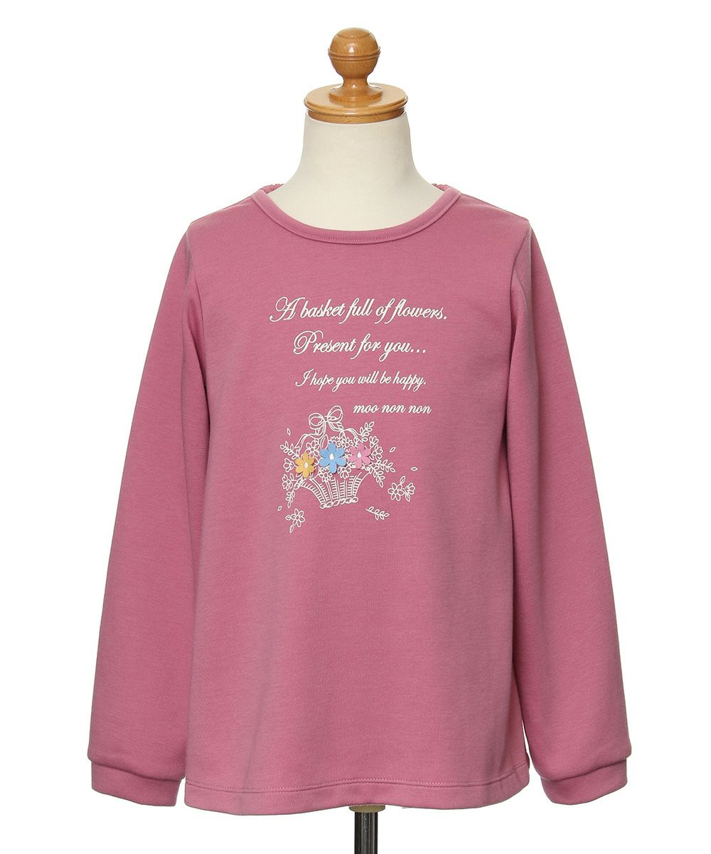 Children's clothing girl double knit with flower motif & logo T -shirt pink (02) torso