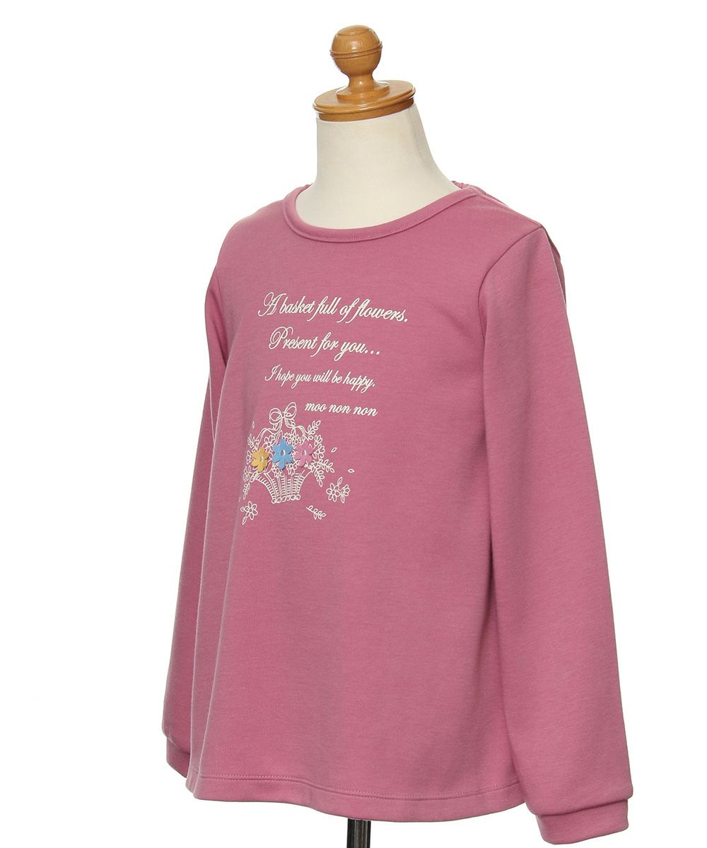 Children's clothing girl double knit with flower motif & logo T -shirt pink (02) torso