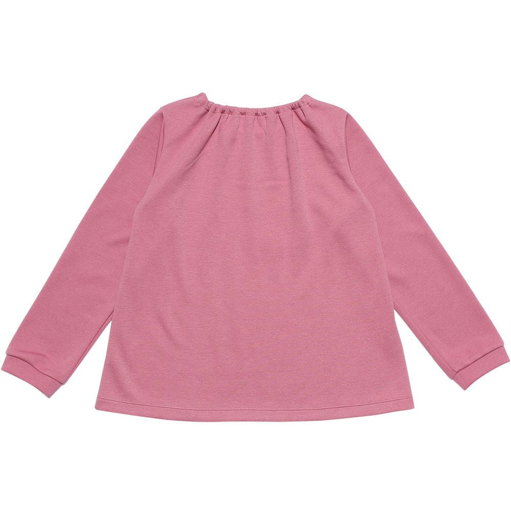 Children's clothing girl double knit with flower motif & logo T -shirt pink (02) back