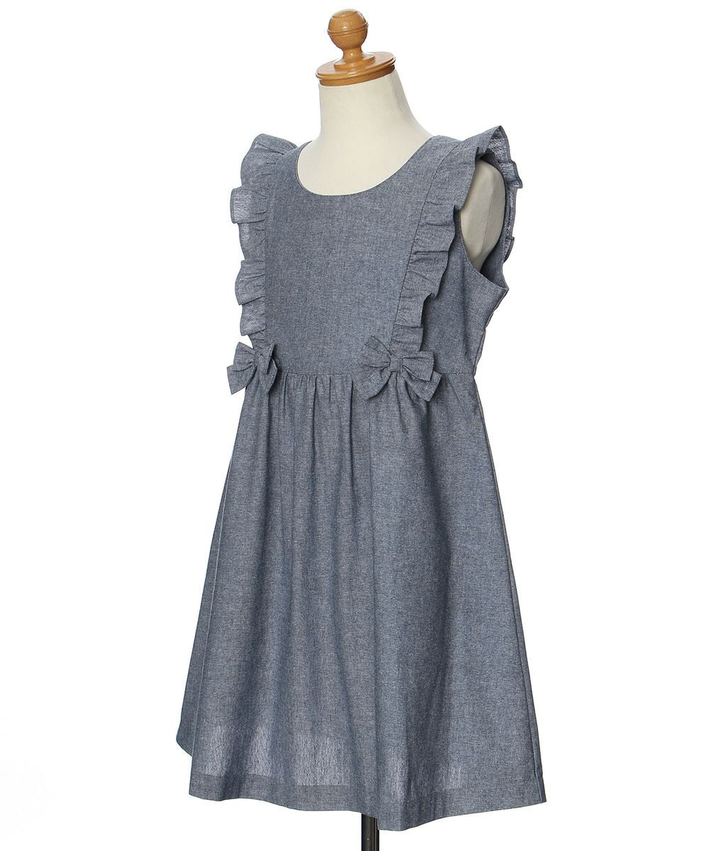 Gathered dress with dungry frill & ribbon Navy torso