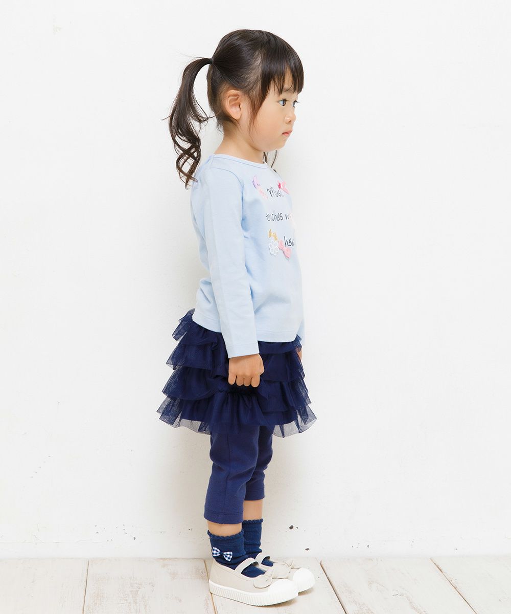 three-quarter length leggings with baby size tulle skirt Navy model image 2