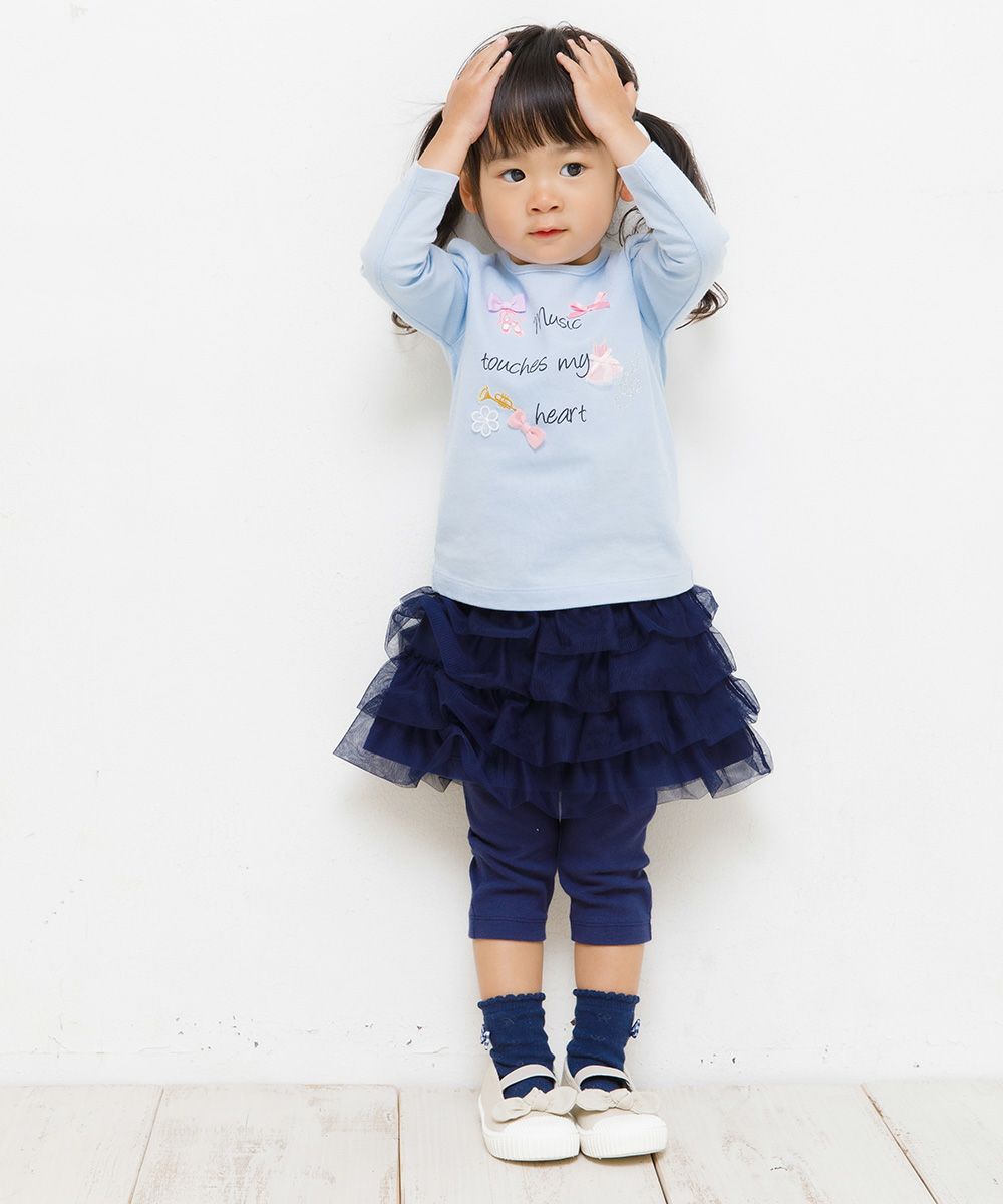 three-quarter length leggings with baby size tulle skirt Navy model image 3