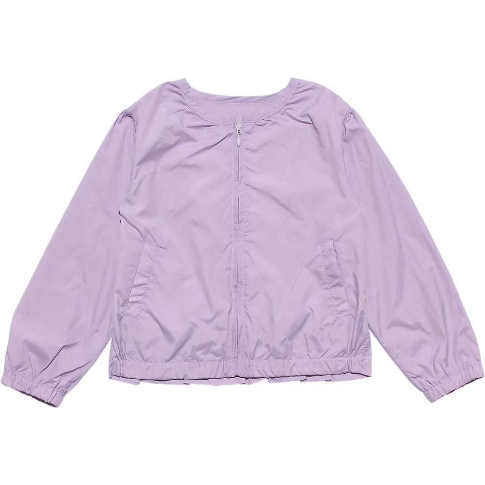 Children's clothing girl with frills No color zip -up nylon jacket purple (91) front