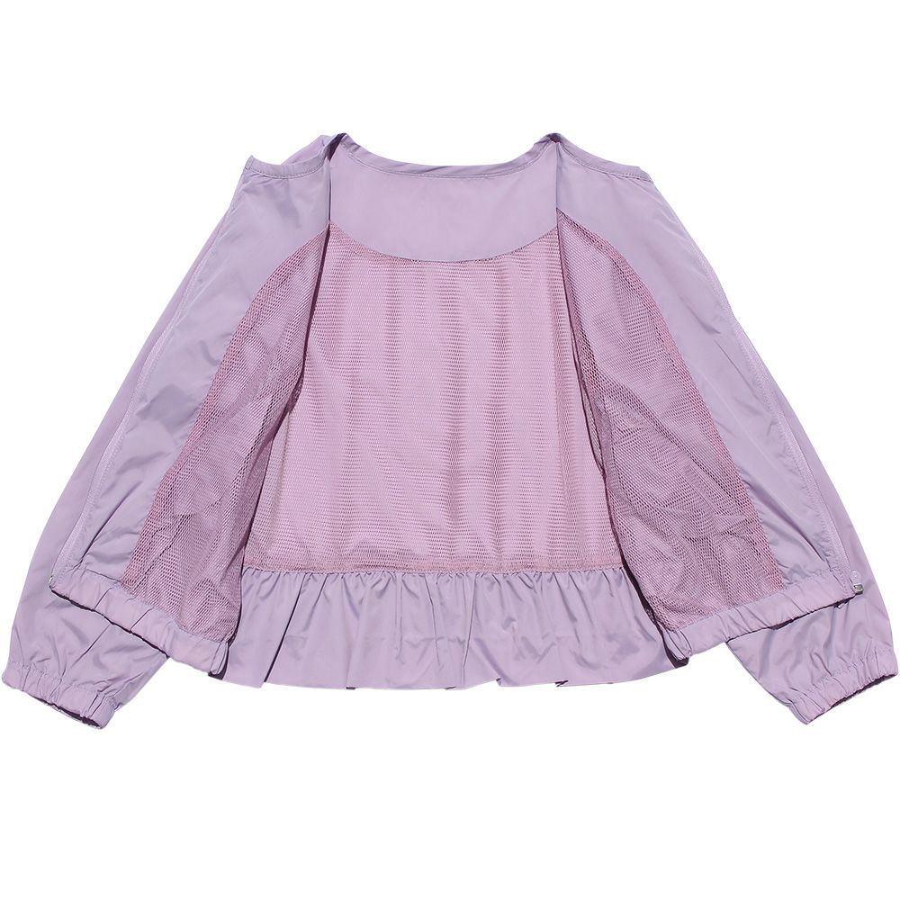 Children's clothing girl with frills No color zip -up nylon jacket purple (91) Design point 1