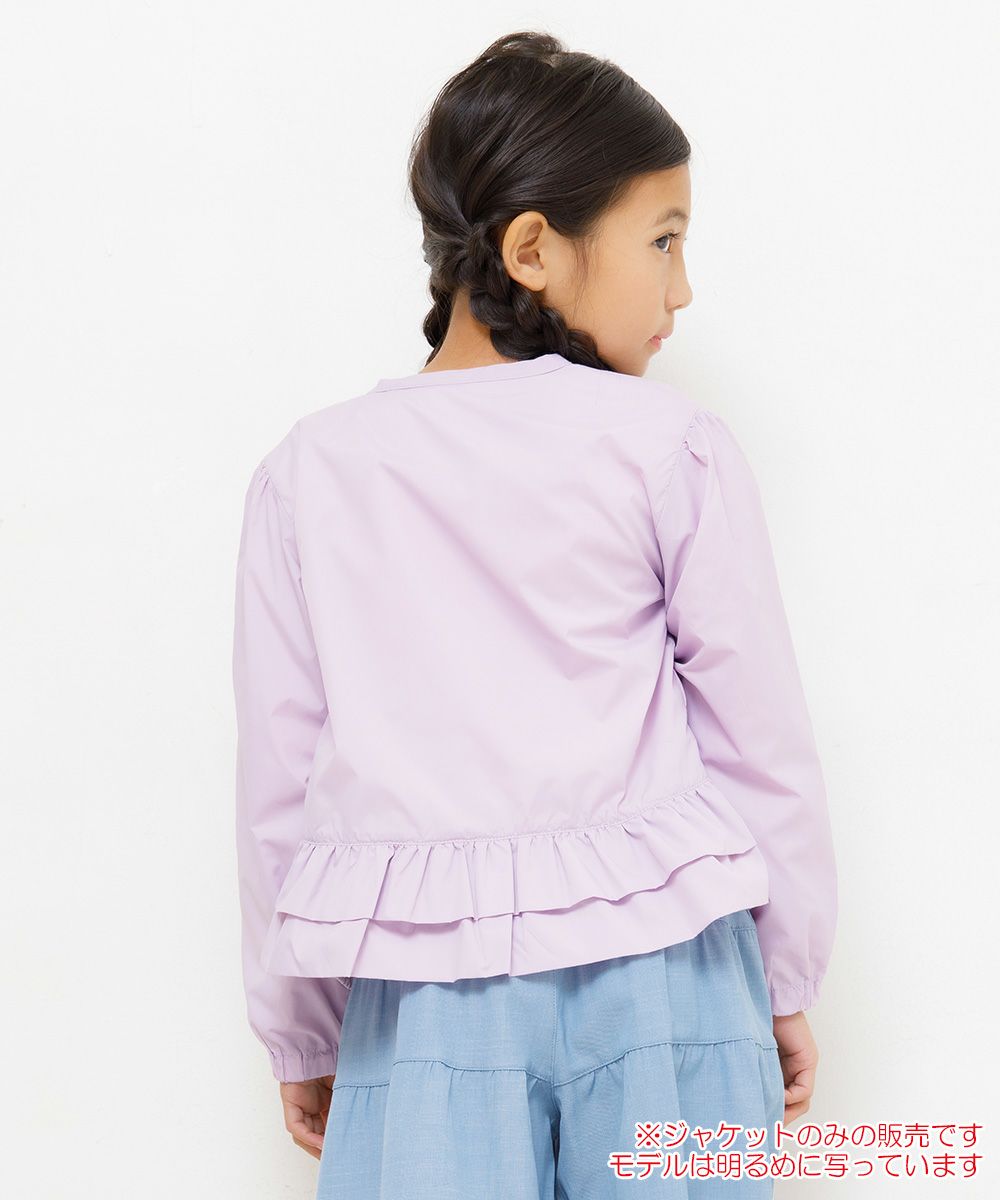 Children's clothing girl with frills No color zip -up nylon jacket purple (91) model image 1