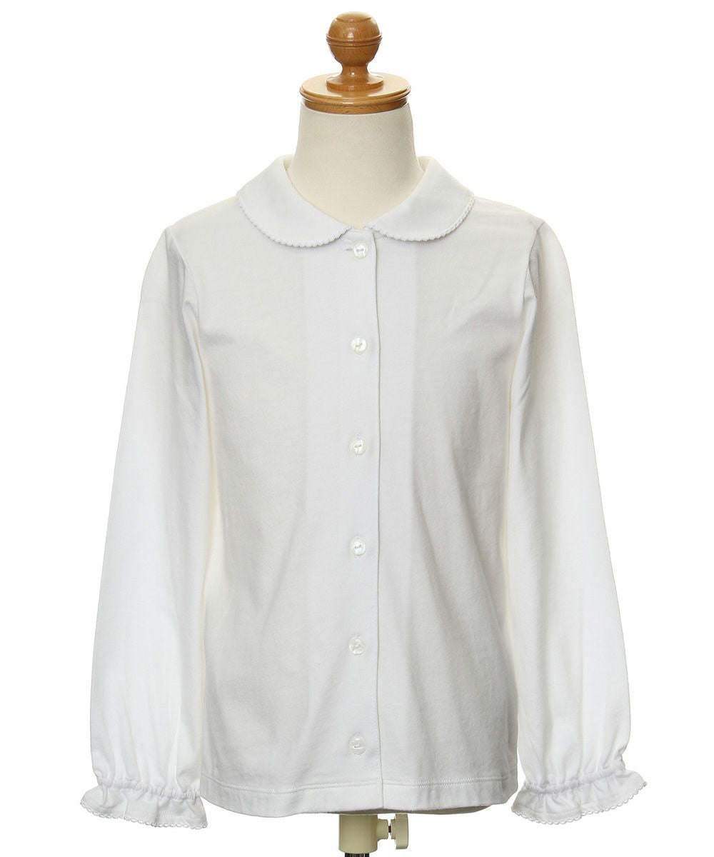 Children's clothing girl 100 % cotton frill blouse white (01) torso