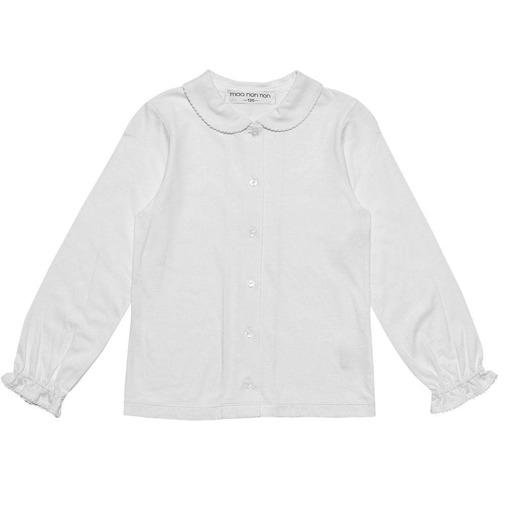 Children's clothing girl 100 % cotton frill blouse white (01) front