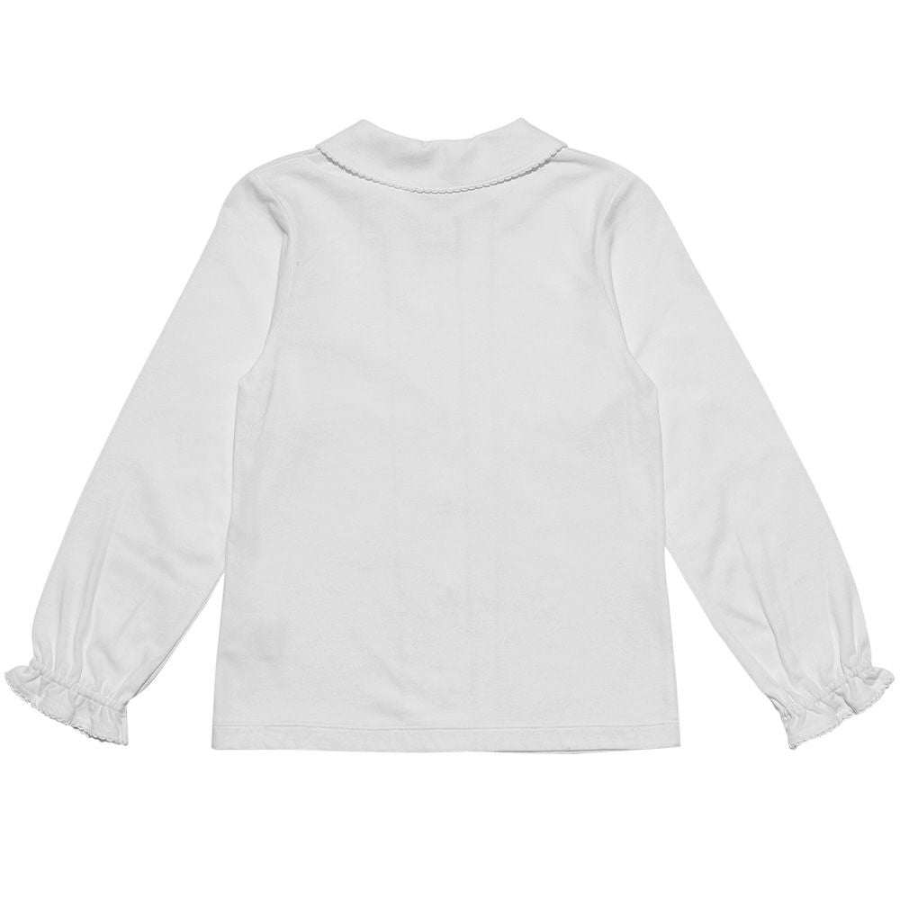 Children's clothing girl 100 % cotton frill blouse white (01) back