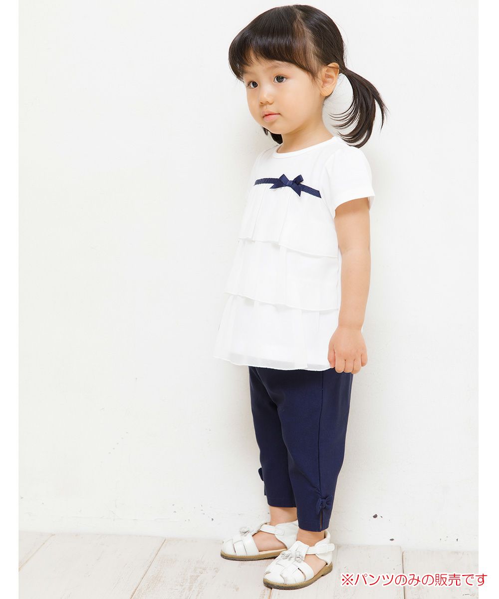 Baby Clothing Girl Baby Size Stretch Twill With Ribbon three-quarter length Pants Navy (06) Model Image 1