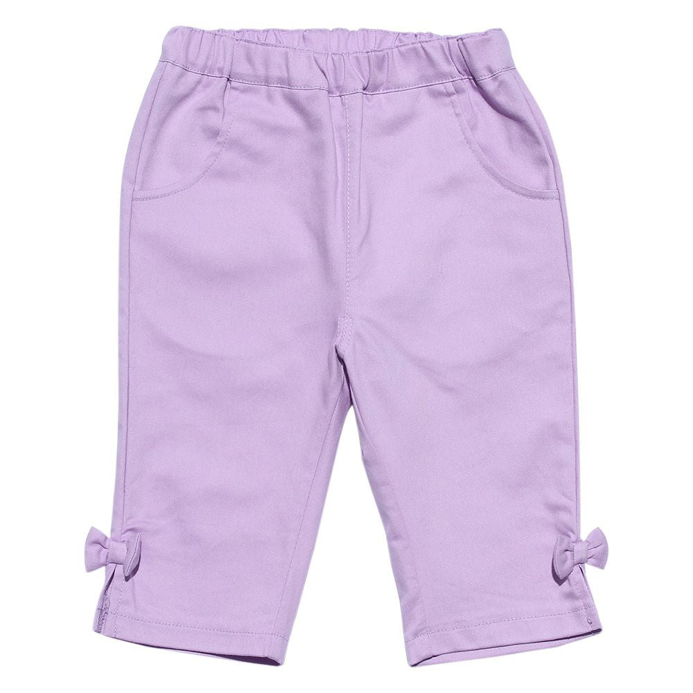 Baby Clothing Girl Baby Size Stretch Twill With Ribbon three-quarter length Pants Purple (91) front