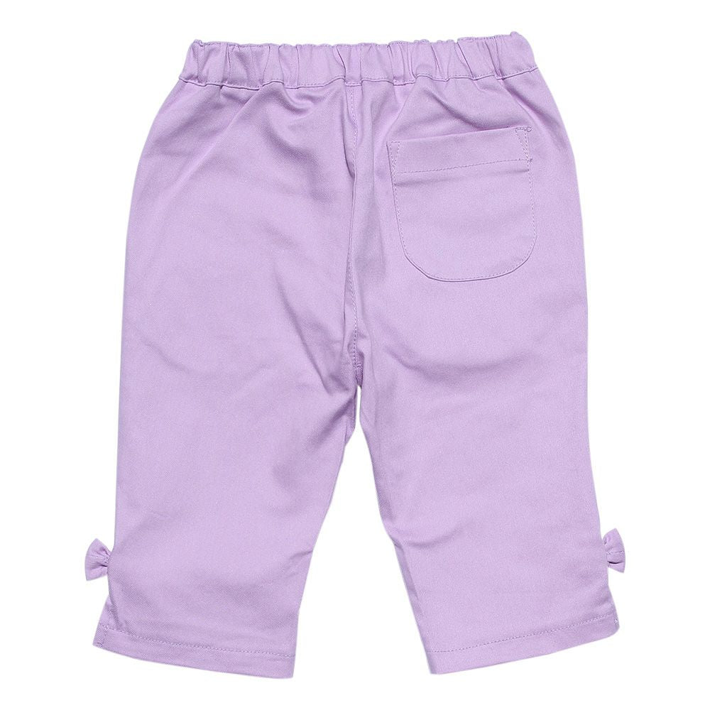 Baby Clothing Girl Baby Size Stretch Twill With Ribbon three-quarter length Pants Purple (91)