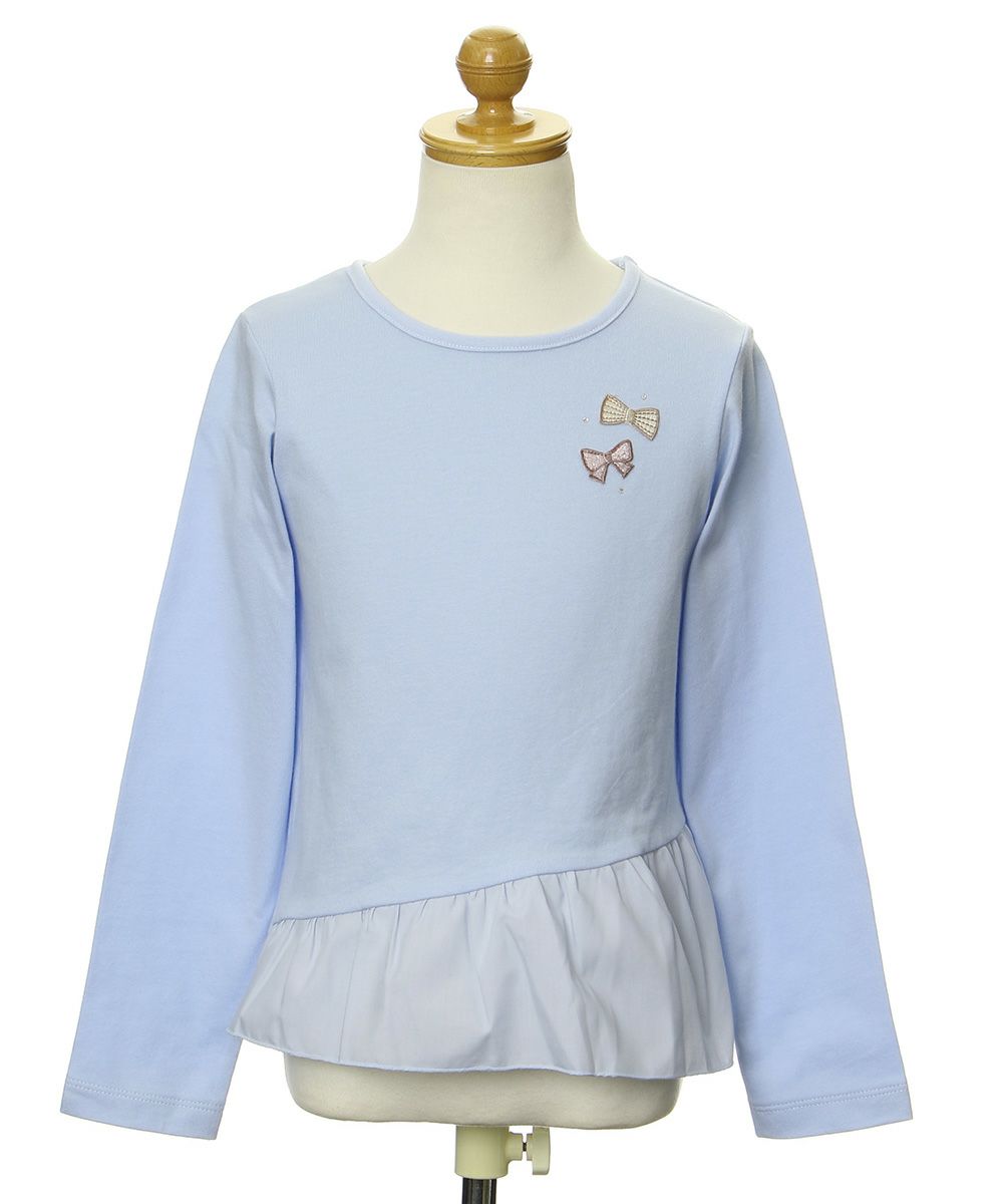 Children's clothing girl 100 % cotton hem Asymmetric T -shirt blue (61) torso