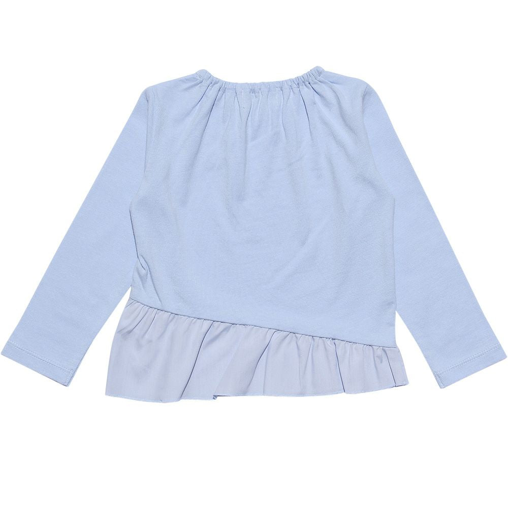 Baby size 100 % cotton hem asymmetric T -shirt Blue back