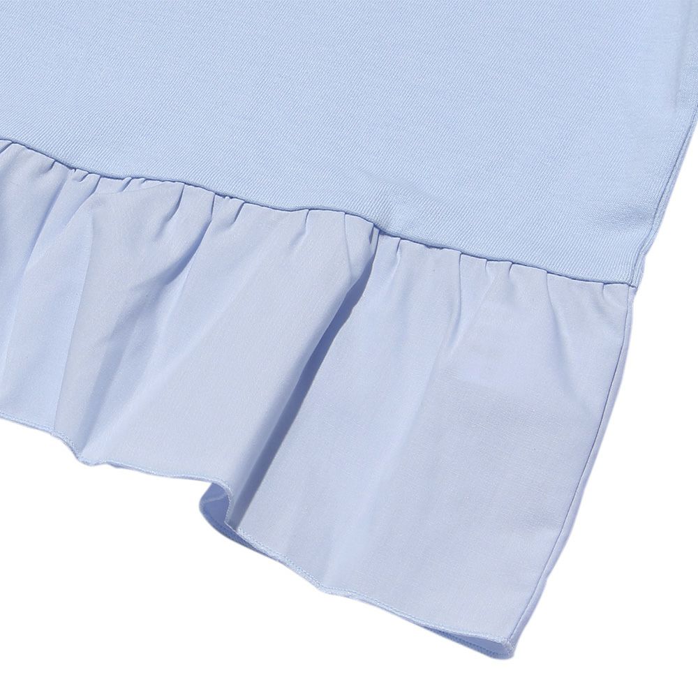 Baby size 100 % cotton hem asymmetric T -shirt Blue Design point 2