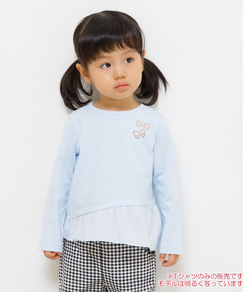 Baby size 100 % cotton hem asymmetric T -shirt Blue model image up