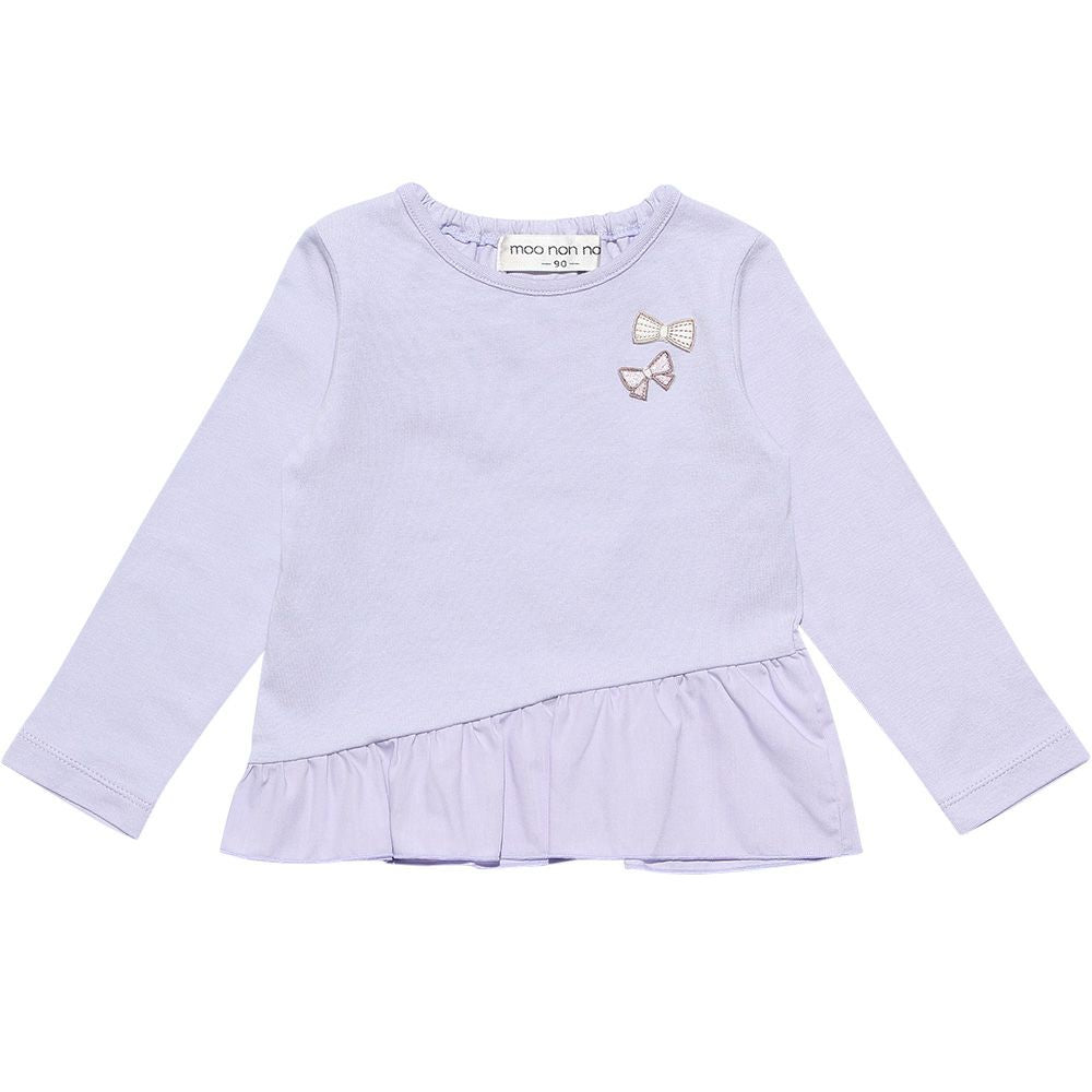 Baby size 100 % cotton hem asymmetric T -shirt Purple front