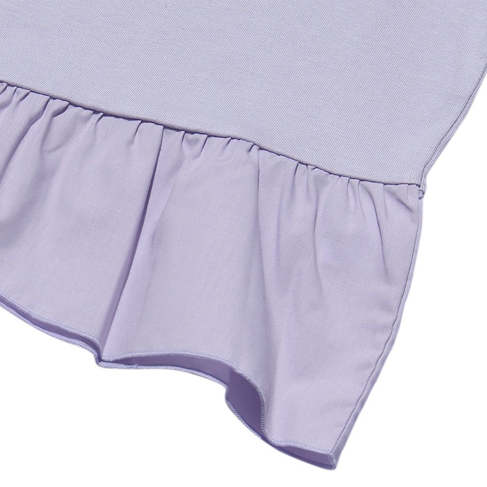 Baby size 100 % cotton hem asymmetric T -shirt Purple Design point 2
