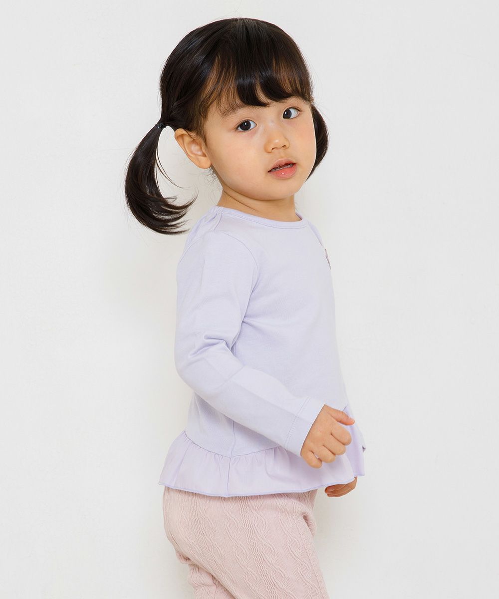 Baby size 100 % cotton hem asymmetric T -shirt Purple model image 3