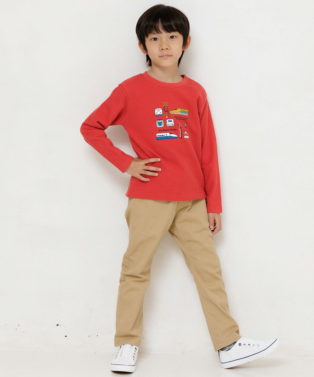 Children's clothing boy 100 % Cotton Series Print Train T -shirt Red (03) Model Image 2