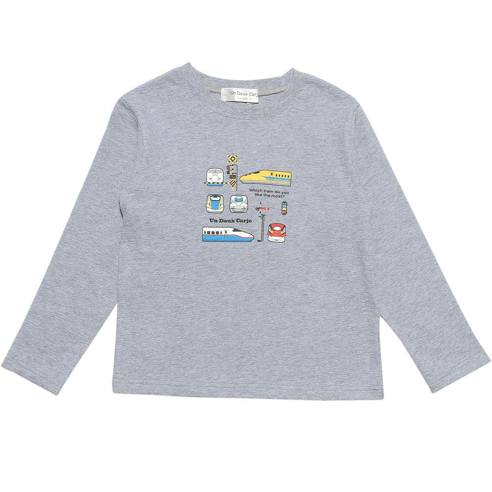 Children's clothing boy 100 % Cotton Series Series Print Train T -shirt Thorough Gray (92) front