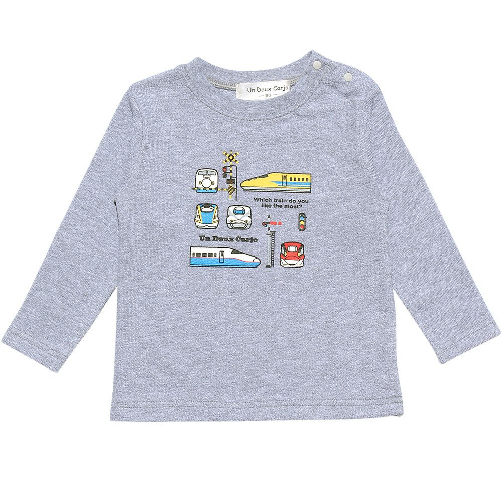 Children's clothing boy 100 % Cotton Series Series Print Train T -shirt Thorough Gray (92) front
