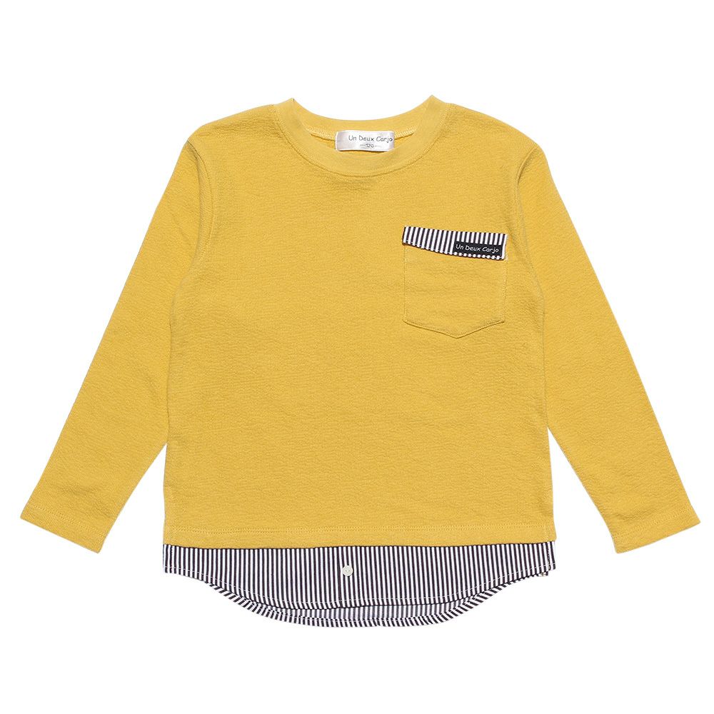 Children's clothing Girls Boy Men and Women with pocket -style pocket -style T -shirt yellow (04) front