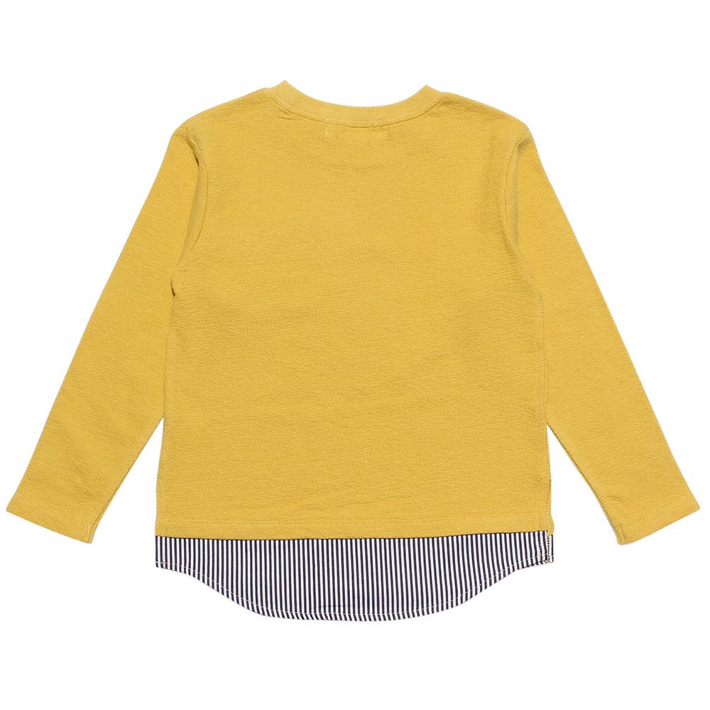 Children's clothing Girls Boys Boy Men and Women with pocket -style dress -style T -shirt yellow (04) back