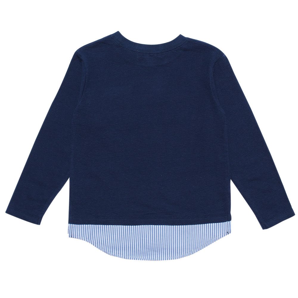 Children's clothing Girls Boy Men and Women with pocket -style pocket -style t -shirt navy (06) back