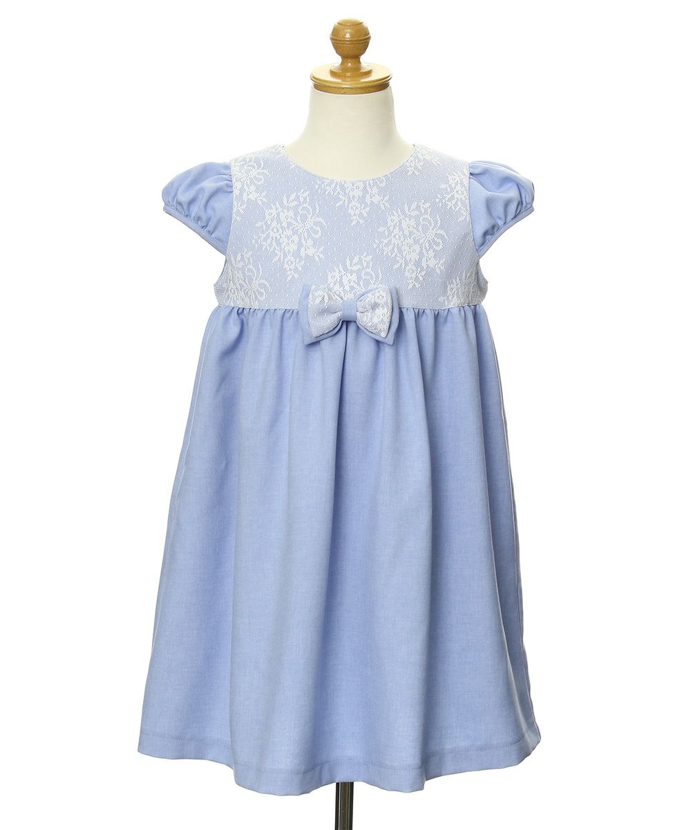 High waist dress with lace ribbon made in Japan Blue torso