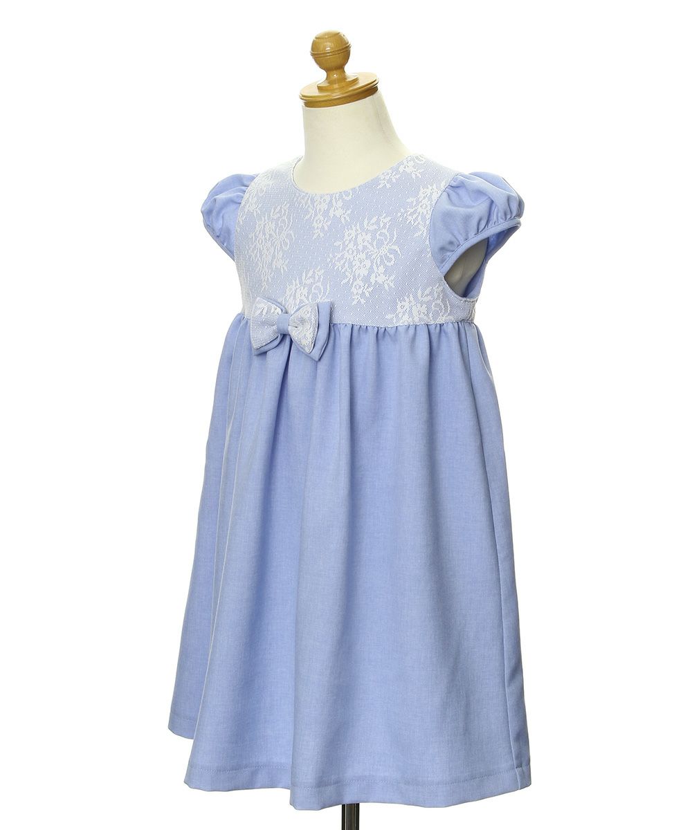 High waist dress with lace ribbon made in Japan Blue torso