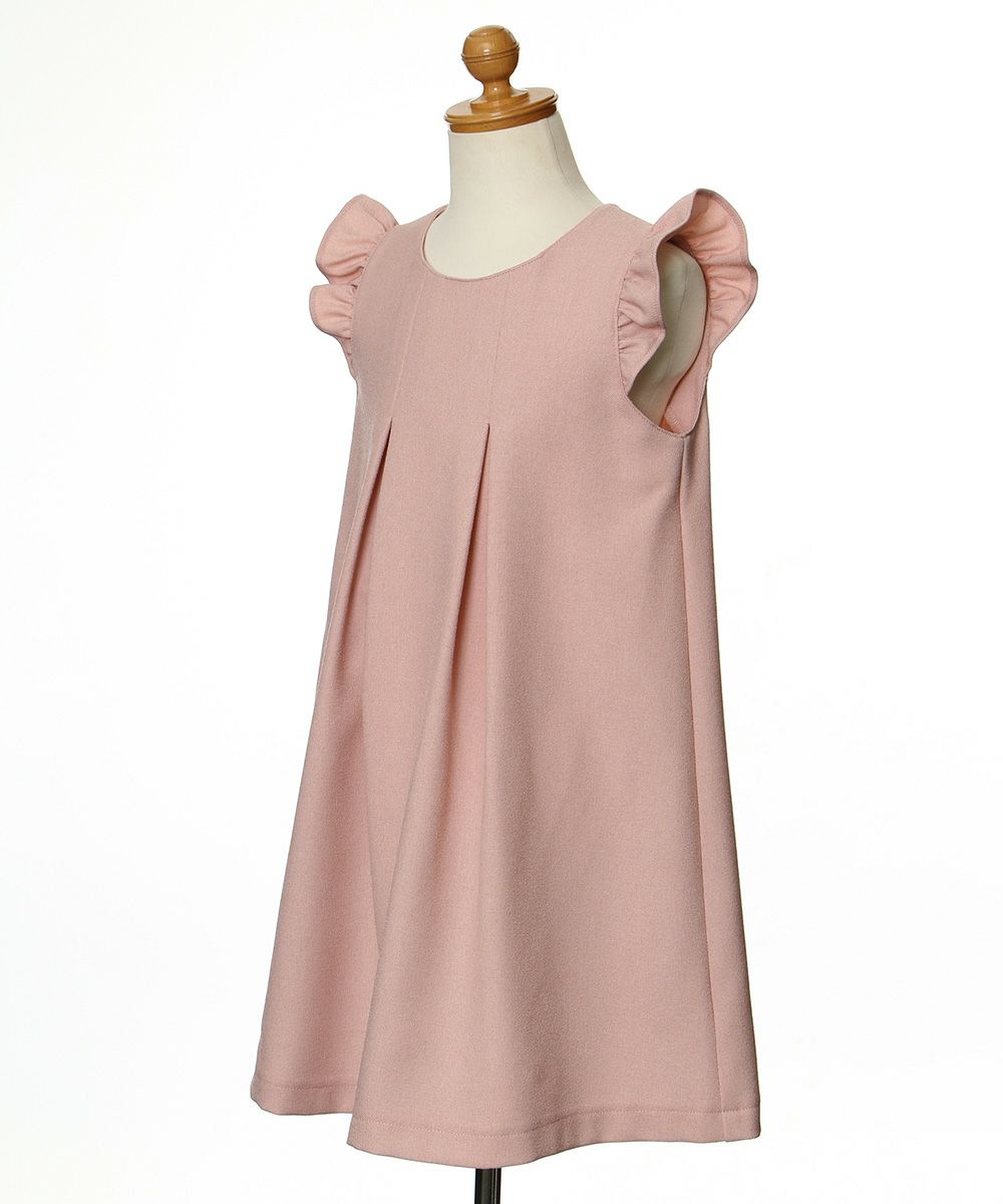 Tack with Japanese frills A line dress Pink torso