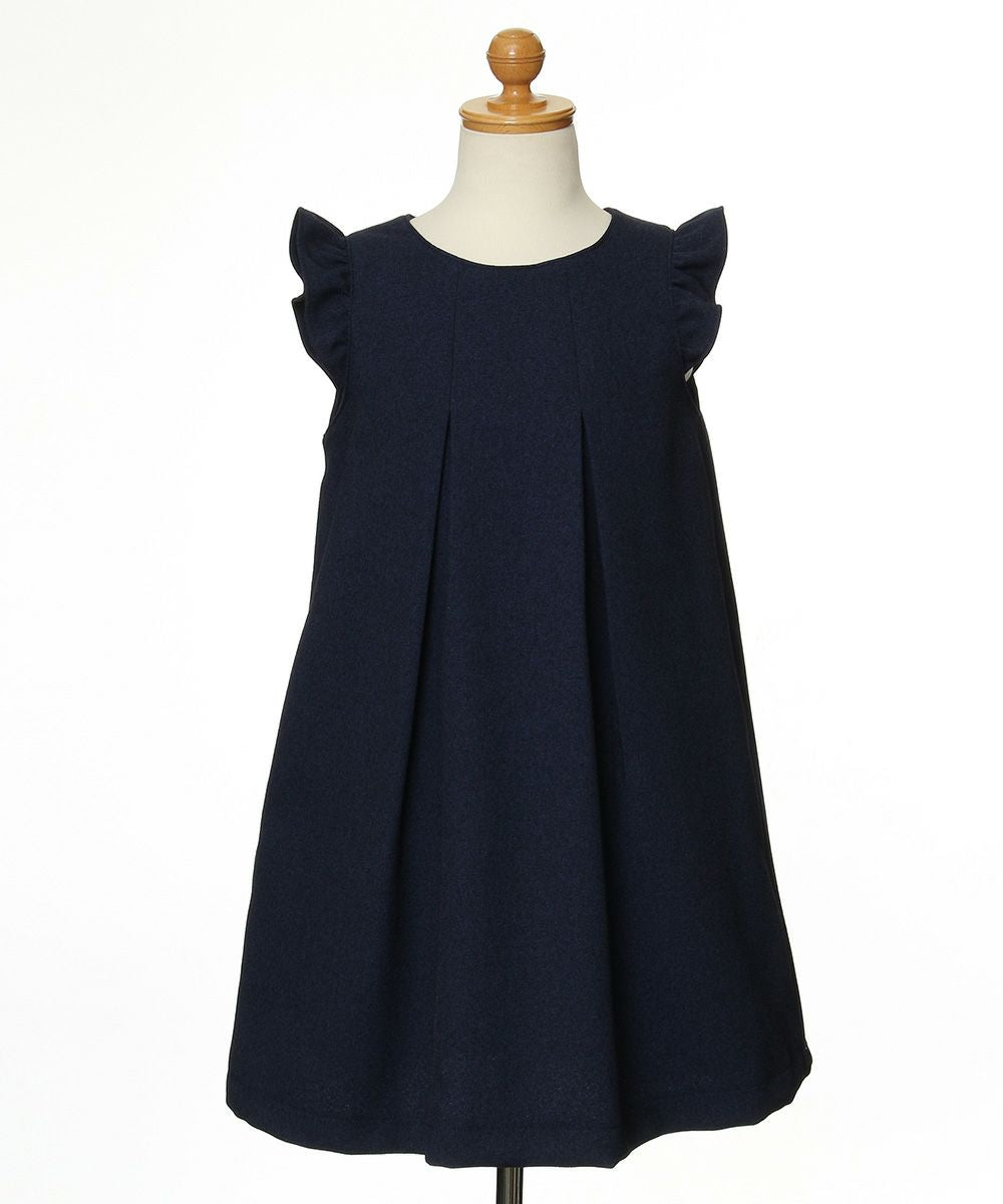 Tack with Japanese frills A line dress Navy torso