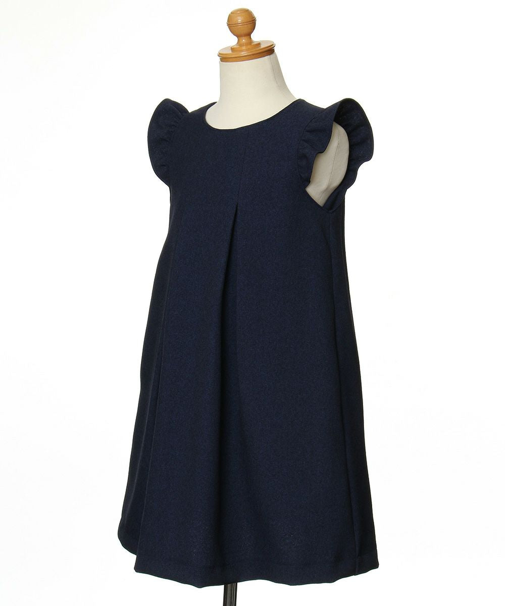 Tack with Japanese frills A line dress Navy torso