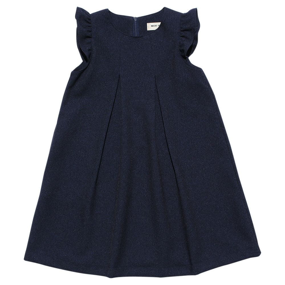 Tack with Japanese frills A line dress Navy front