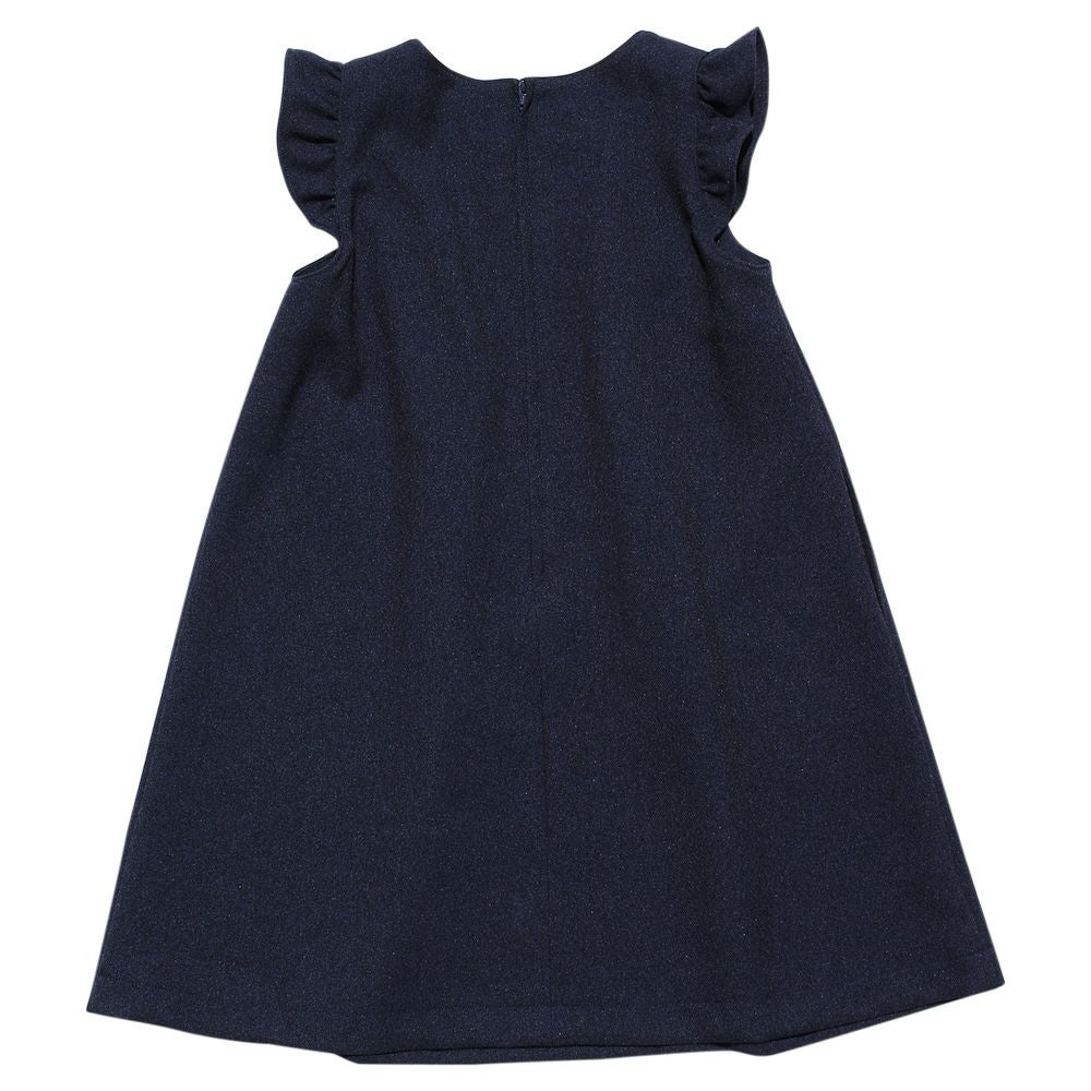 Tack with Japanese frills A line dress Navy back
