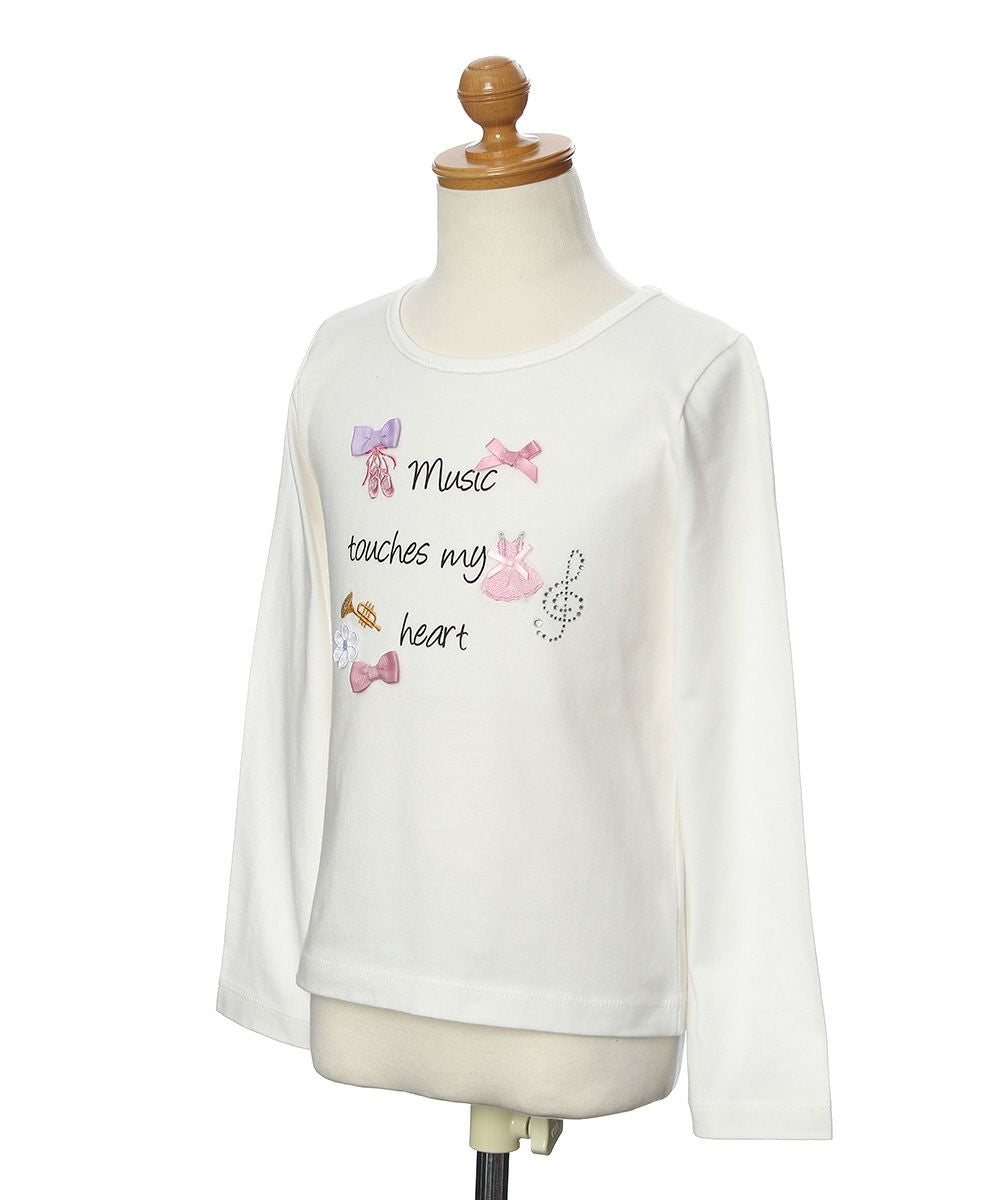 Children's clothing girl 100 % cotton logo print T -shirt off -white (11) torso