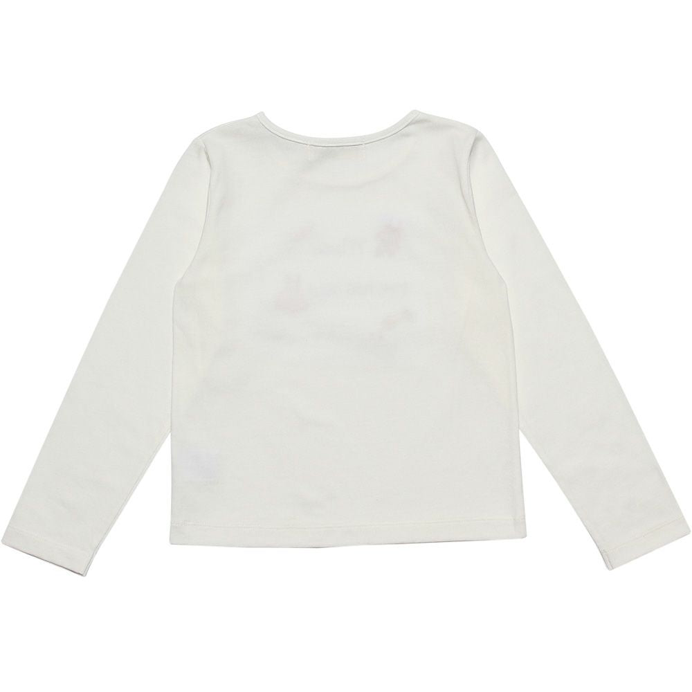 Children's clothing girl 100 % cotton logo print T -shirt off -white (11) back