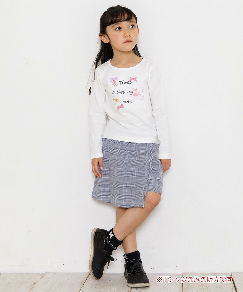 Children's clothing girl 100 % cotton logo print T -shirt off -white (11) model image whole body