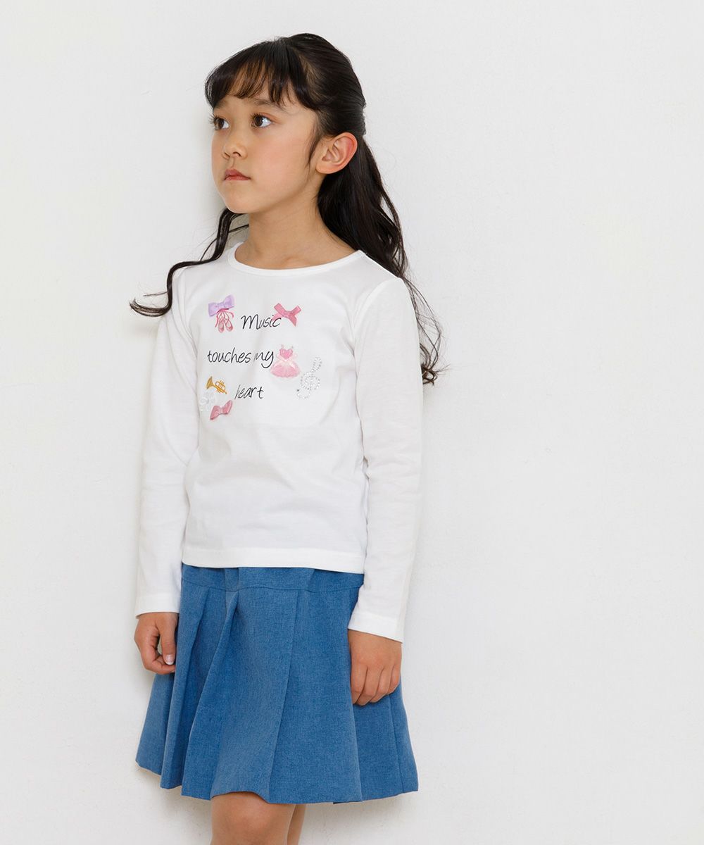 Children's clothing girl 100 % cotton logo print T -shirt off -white (11) model image 3