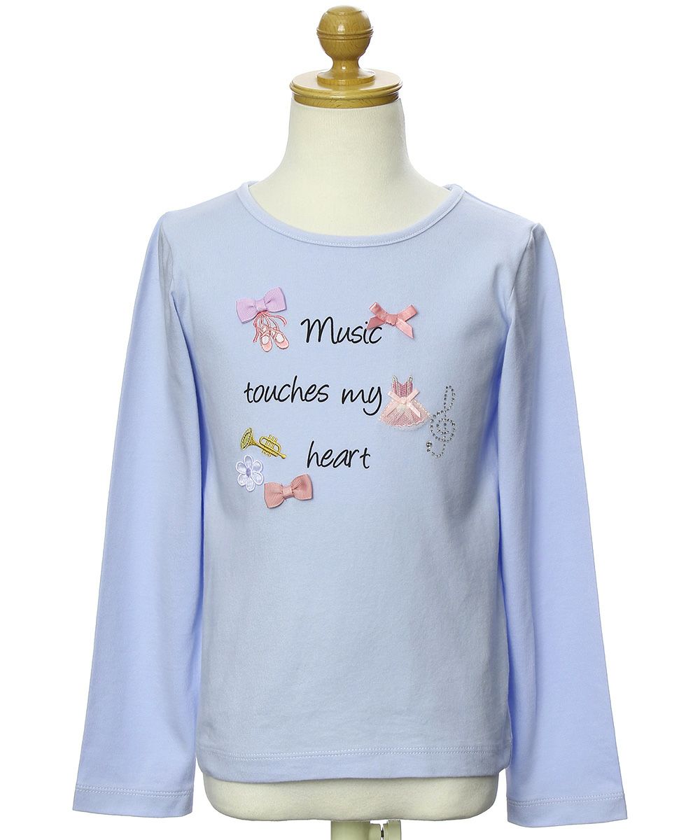 Children's clothing girl 100 % cotton logo print T -shirt blue (61) torso