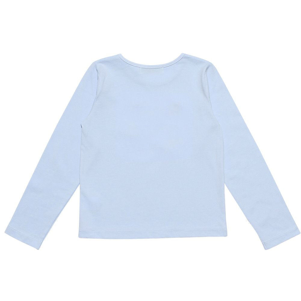 Children's clothing girl 100 % cotton logo print T -shirt blue (61) back
